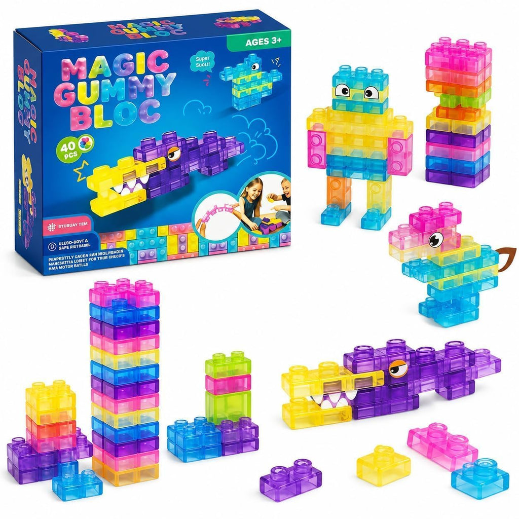Set 40 Piese de Construcție Moi și Flexibile pentru Copii – Joacă Silențioasă
