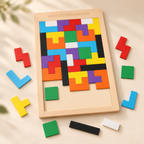 Puzzle Tetris din Lemn, Tip Montessori, 40 Piese