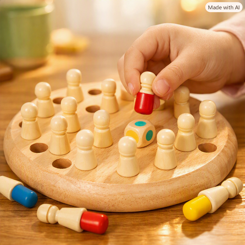 Joc de Memorie din Lemn pentru Toată Familia tip Montessori