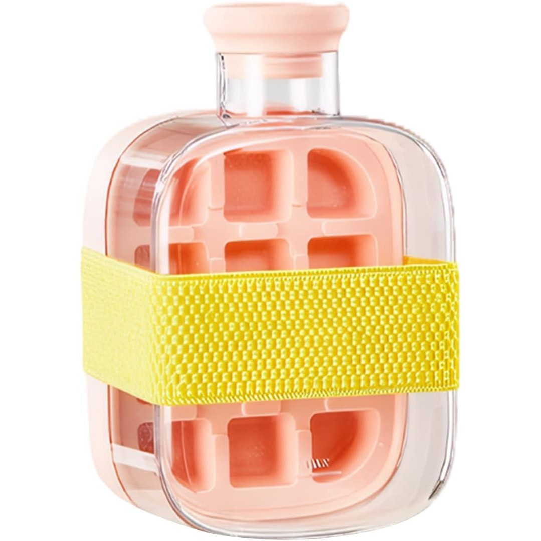 Sticlă pentru Gheață 2 în 1 cu Pai – Formă pentru 12 Cuburi, 500 ml