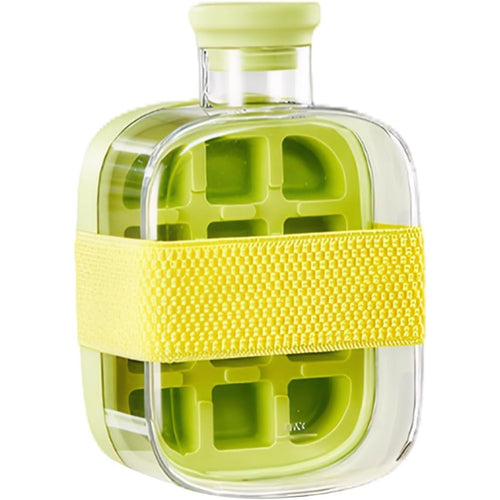 Sticlă pentru Gheață 2 în 1 cu Pai – Formă pentru 12 Cuburi, 500 ml