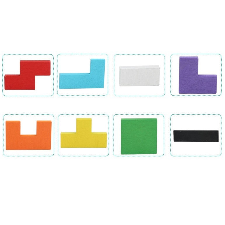 Puzzle Tetris din Lemn, Tip Montessori, 40 Piese
