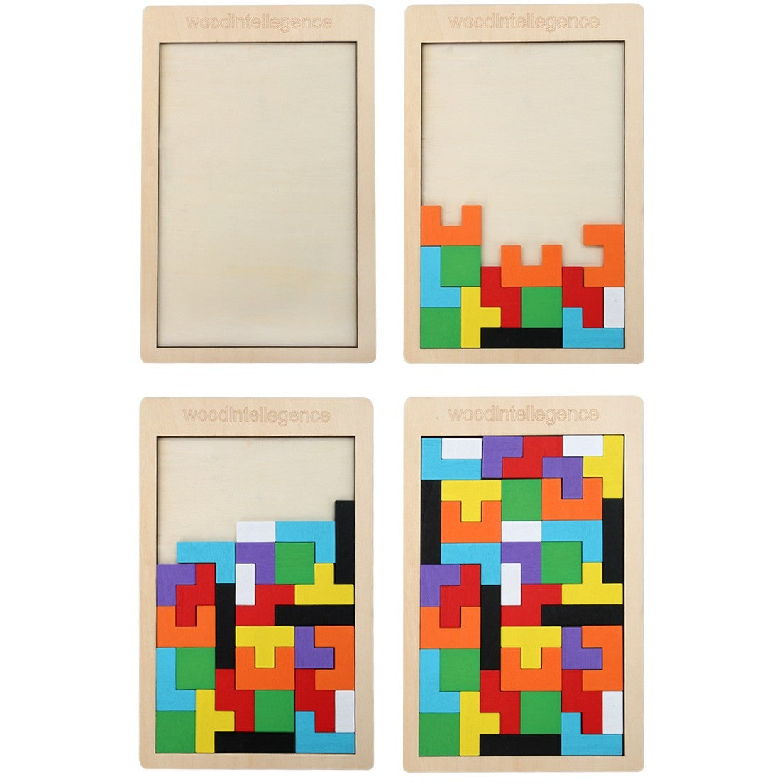 Puzzle Tetris din Lemn, Tip Montessori, 40 Piese