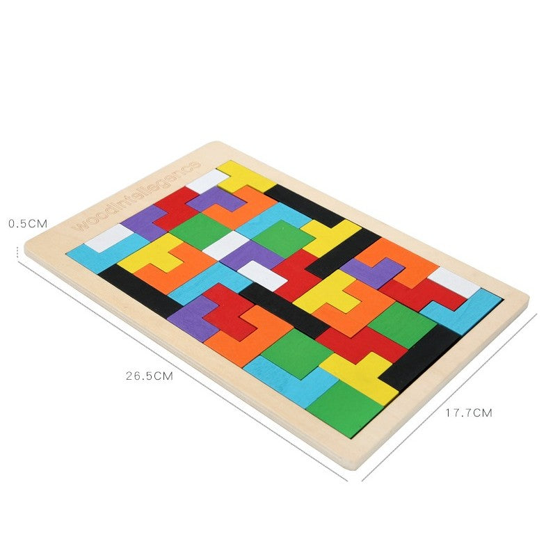 Puzzle Tetris din Lemn, Tip Montessori, 40 Piese